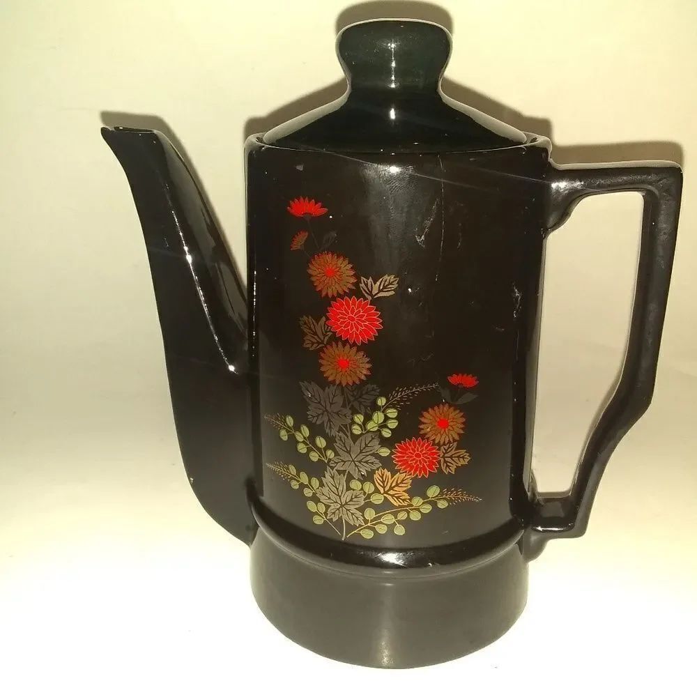 ⬇️⬇️⬇️Vintage Japanese Tall Black Coffee Tea Pot